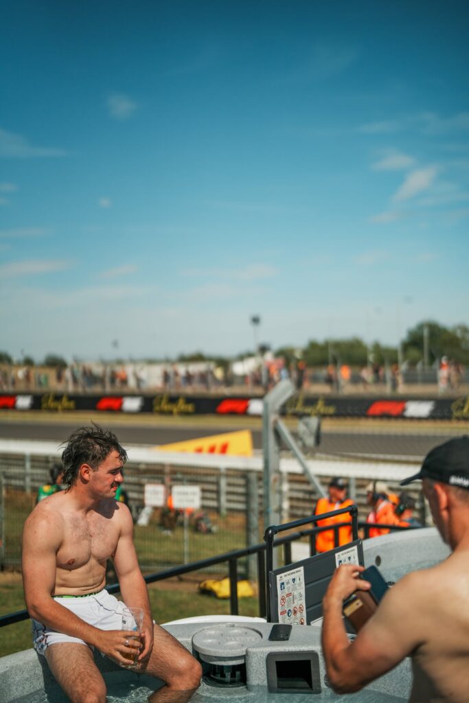 Commercial hot tub hire UK, HSG282 compliant spa setup for outdoor events