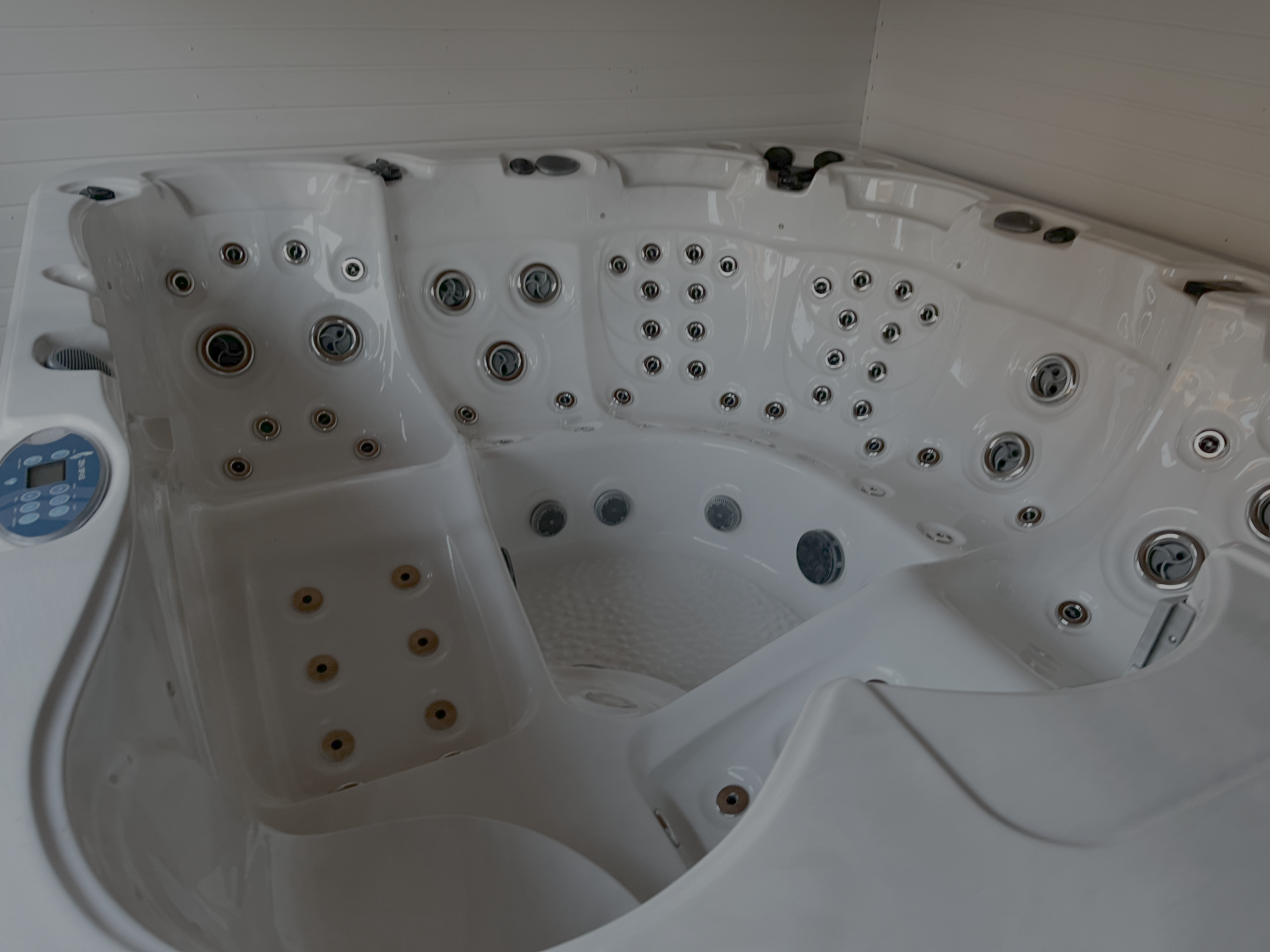 Empty, freshly cleaned hot tub after RL Spa service β ready to refill safely